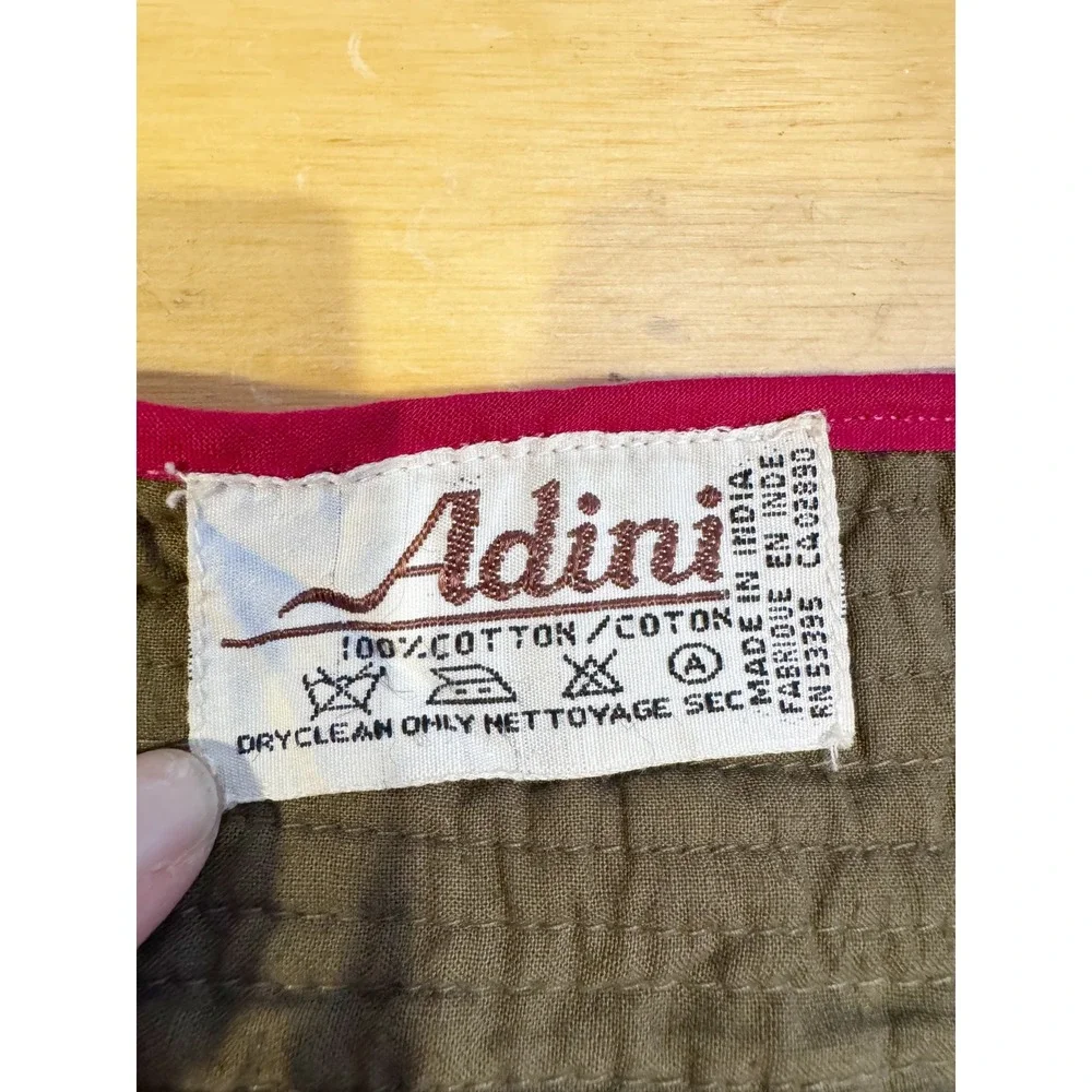 Adini |‎ RARE Vintage 70's Embroidered Floral Kantha Stitch Cotton Wrap Belt